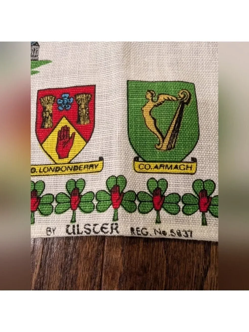 Vintage Ulster Irish Linen Tea Towel Wall Hanging Northern Ireland - IE